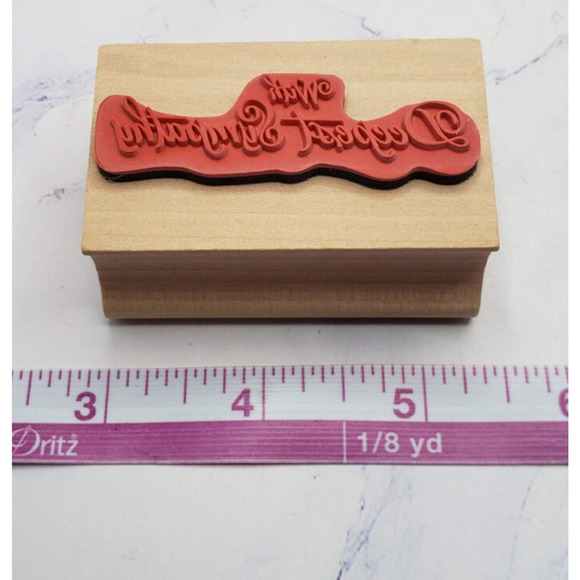 With Deepest Sympathy Script Wood Mounted Rubber Stamp - Picture 6 of 7